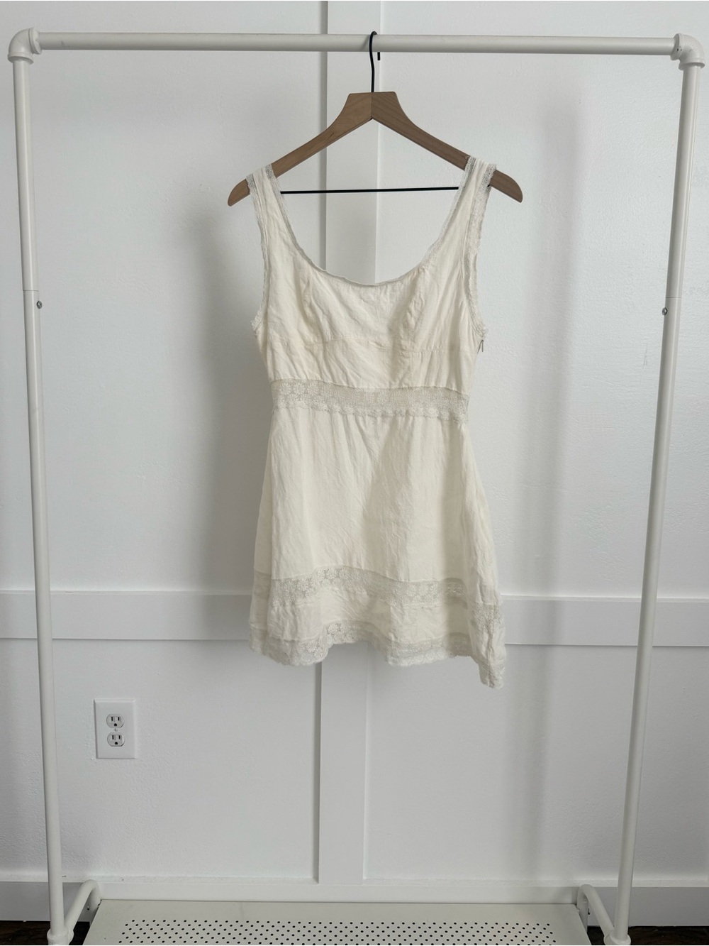 Rixo Ronan Linen Mini Dress Cream